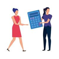 young women with calculator math vector