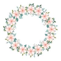 frame circular of flowers and leafs isolated icon vector