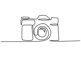 Digital camera one line drawing. Vector illustration gadget technology concept.