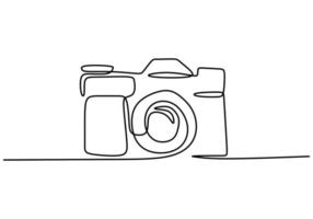 Digital camera one line drawing. Vector illustration gadget technology concept.