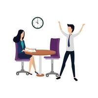 elegant business couple working in the office with watch vector