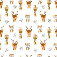Seamless Pattern with cute animals in the white backdrop vector