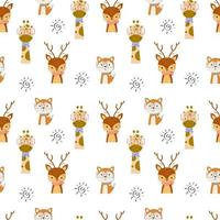 Seamless Pattern with cute animals in the white backdrop vector