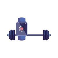 smartwatch sport with dumbbell isolated icon vector