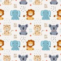 Seamless Pattern with baby wild animals in the white backdrop vector