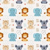 Seamless Pattern with baby wild animals in the white backdrop vector