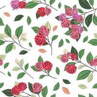 Seamless pattern with roses concept in the  white backdrop vector