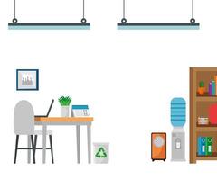 office work place scene with laptop vector