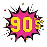 nineties sign retro in explosion pop art vector