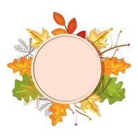 circular frame with autumn leafs vector