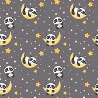 Seamless pattern with panda in the space vector