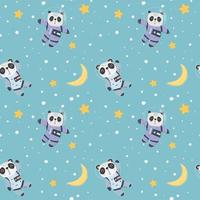 Seamless pattern with panda in the space vector