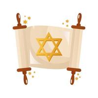 parche con estrella judía icono de celebración de hanukkah vector