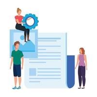 group of people with documents characters vector