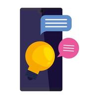 smartphone electronic with bulb and speech bubble vector