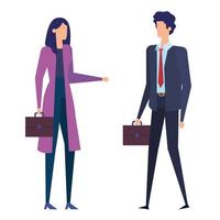 elegant business couple workers avatars characters vector