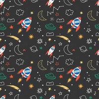 Seamless pattern with panda in the space vector