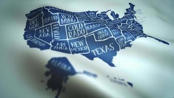 Amerikaanse kaart op een golvende gestructureerde achtergrondlus video