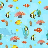 Seamless pattern with underwater concept vector