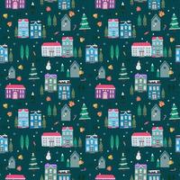 Seamless pattern with hand drawn of old house theme vector