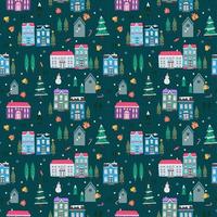 Seamless pattern with hand drawn of old house theme vector