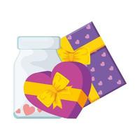 gifts and bottle with hearts isolated icon vector
