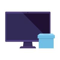 computadora para votar en línea con urna vector