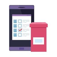 Smartphone para votar en línea icono aislado vector