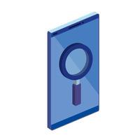 smartphone device with magnifying glass isolated icon vector