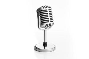 Retro microphone on white background photo