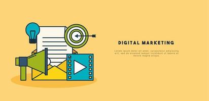 digital marketing technology with megaphone banner template vector