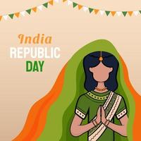 dibujado a mano ilustración del día de la república india vector