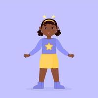 niña negra con diadema de estrellas amarillas vector