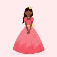 pequeña princesa negra con vestido rojo