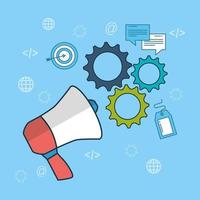 digital marketing technology with megaphone vector