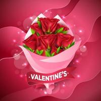 Beautiful Valentine's Flower Bouquet vector