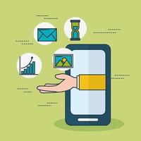 digital marketing technology with smartphone vector