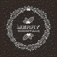 Merry Christmas vintage card with wreath vector