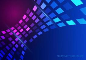 Abstract technology concept geometric square pattern futuristic perspective on dark blue background. vector