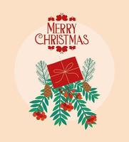 Merry Christmas card with gifts vector