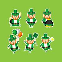 Set of Cute Leprechaun in Many Pose vector