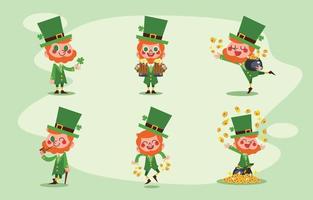 Cute Saint Patrick's Leprechaun Concept Characters Collection vector