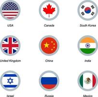 Set of round icons with flags vector