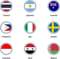 Set of round icons with flags vector