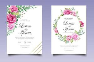 hermoso dibujo a mano plantilla de invitación de boda floral vector