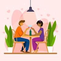 Cute Couple Is Having Valentine Dinner and Date vector