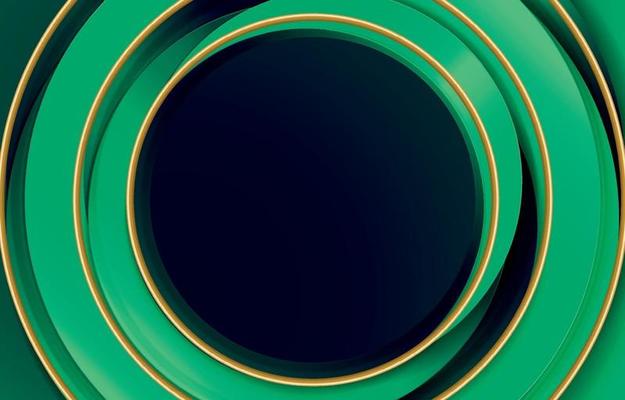 Circle Green Abstract and Gold Line