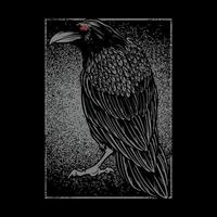 Dark evil raven for halloween theme tattoo and t-shirt design. vector