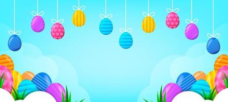 fondo lindo colorido huevos de pascua vector