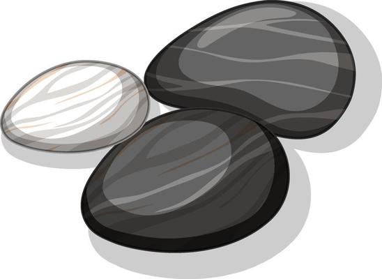 Set of black stones on white background